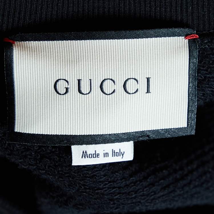 Pre Owned Gucci Black Sequined Butterfly Cotton Knit Oversized Sweatshirt M