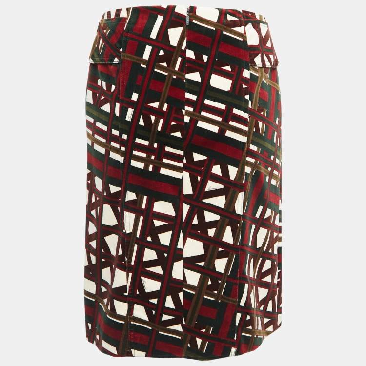 Pre Owned Gucci Multicolor Printed Velvet Knee-Length Skirt S