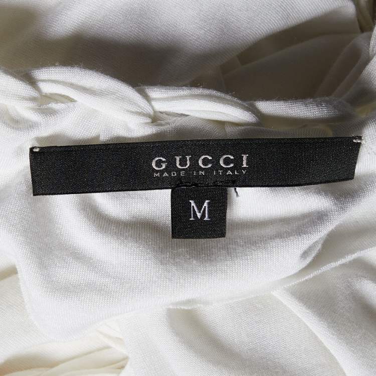 Pre Owned Gucci White Modal Knit Boat Neck T-Shirt M