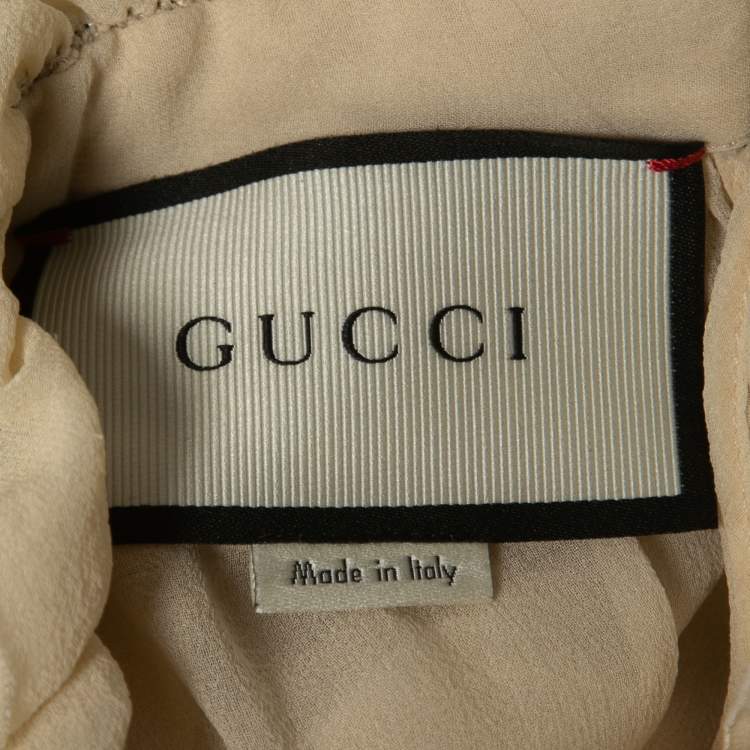 Pre Owned Gucci Cream Silk Ruffled Blouse M