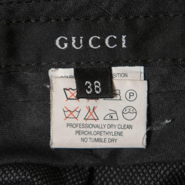 Pre Owned Gucci Charcoal Grey Wool Straight Leg Trousers S