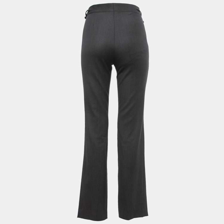 Buy Wills Lifestyle Women Charcoal Grey Slim Fit Solid Formal Trousers -  Trousers for Women 7730171 | Myntra