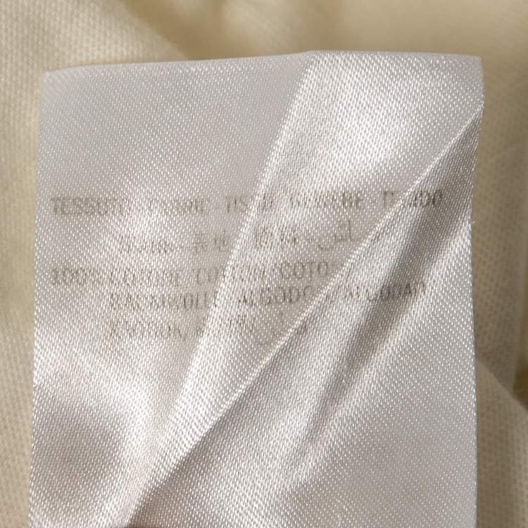 Pre Owned Gucci Cream Printed Cotton Crew Neck Half Sleeve T-Shirt M