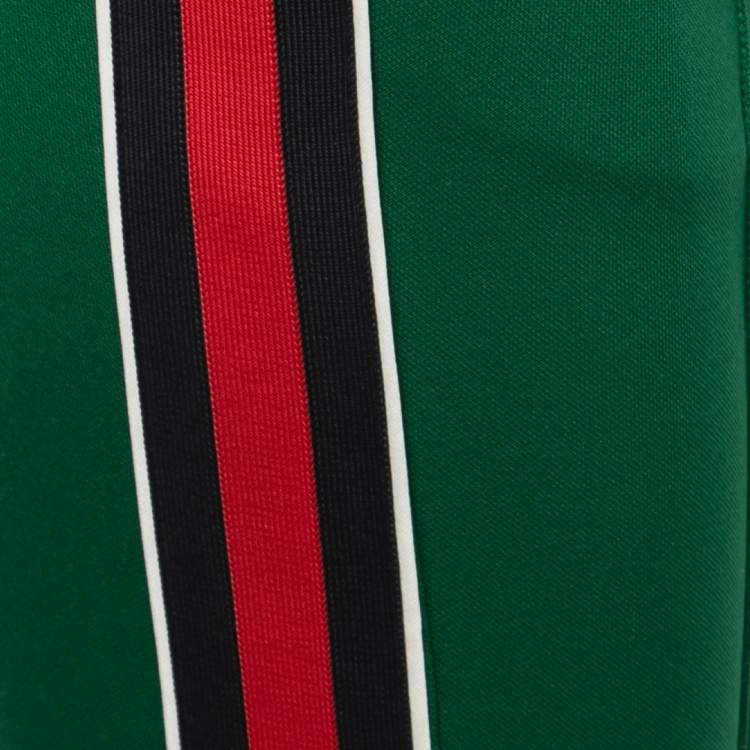 Pre Owned Gucci Green Jersey Web Stripe Detail Track Pants XS