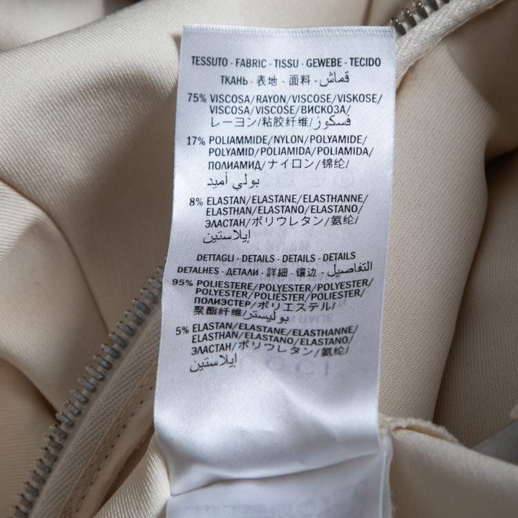 Pre Owned Gucci Cream Technical Jersey Web Trim Detail Ruffled Midi Dress M