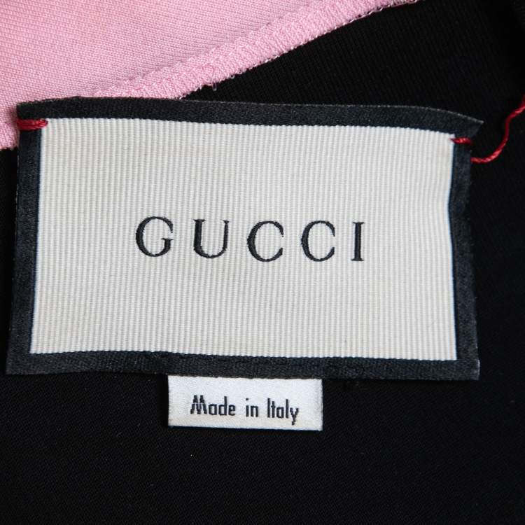 Pre Owned Gucci Black Technical Jersey Bow Embellished Crystal Button Midi Dress XS