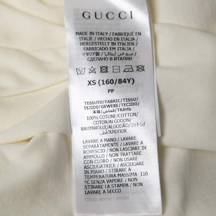 Pre Owned Gucci  Off-White Interlocking G Heart Printed Cotton Oversized T-Shirt XS