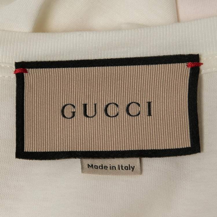Pre Owned Gucci  Off-White Interlocking G Heart Printed Cotton Oversized T-Shirt XS