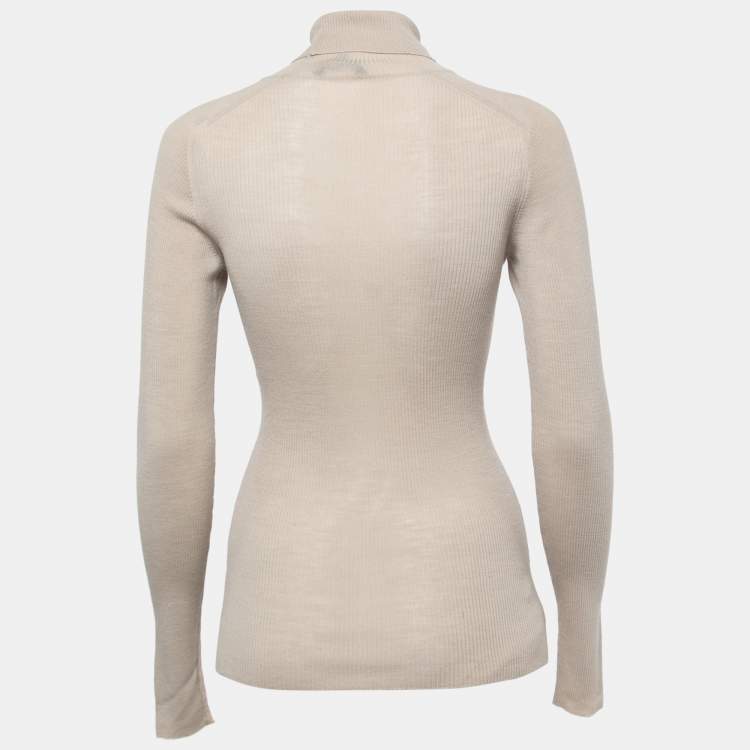 Pre Owned Gucci Beige Merino Wool Turtleneck Pullover M