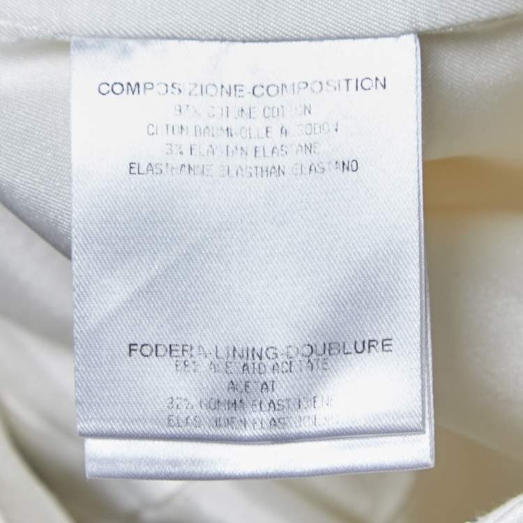 Pre Owned Gucci White Cotton Bamboo Buckle Detail Pencil Skirt S