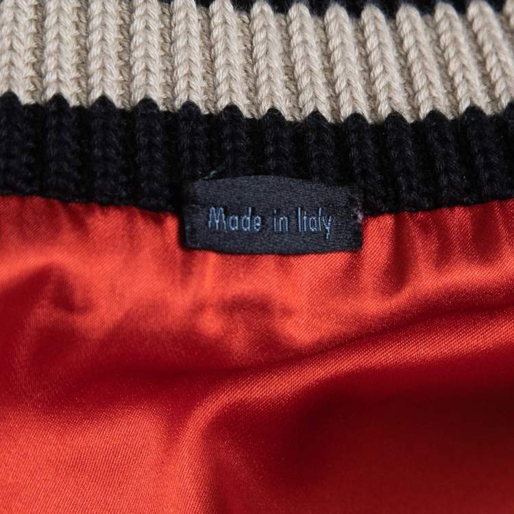 Pre Owned Gucci Black Tiger Embroidered Satin Reversible Bomber Jacket L