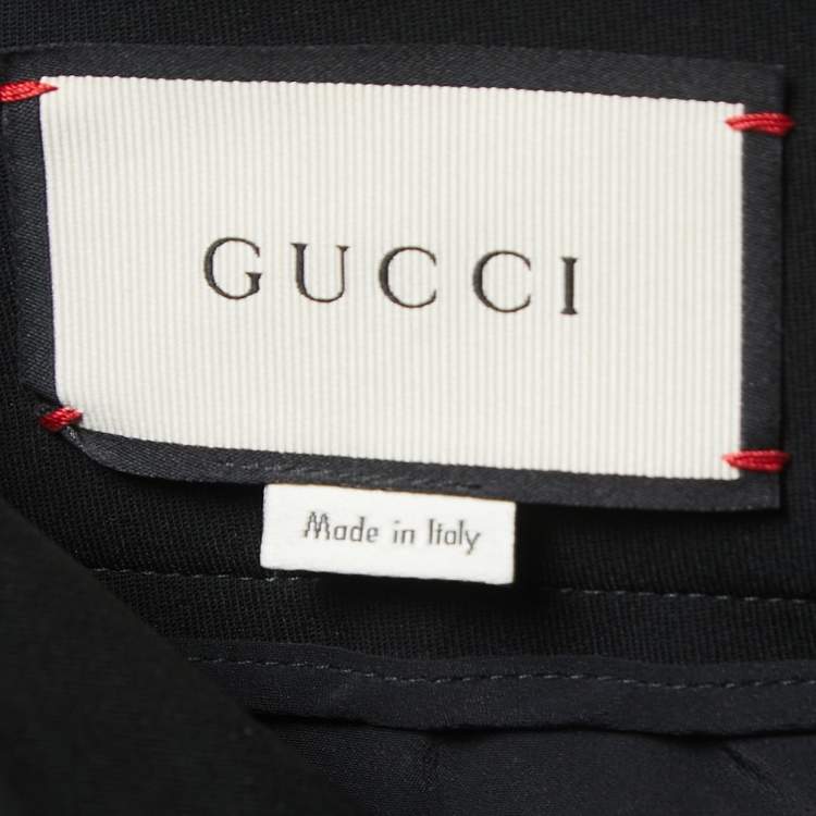 Pre Owned Gucci Black Crepe GG Logo Plaque Kick-Flare Legged Trousers S