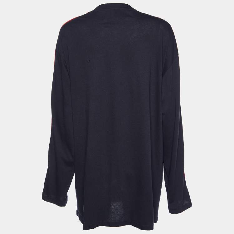 Gucci Black Logo Printed Knit Sequin Embellished Detail Long Sleeve T-Shirt  XS at 1stDibs