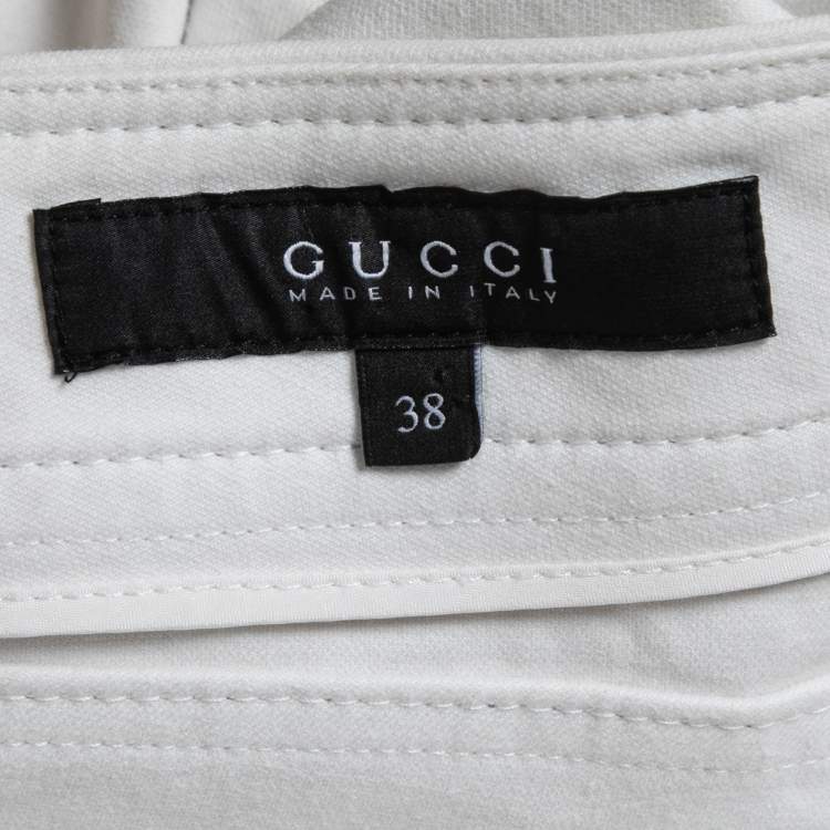 Pre Owned Gucci Off White Cotton Trousers S
