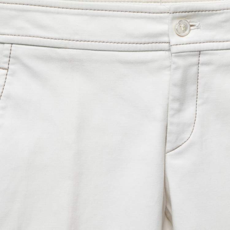 Pre Owned Gucci Off White Cotton Trousers S