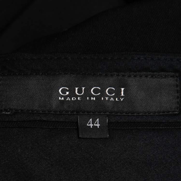 Pre Owned Gucci Black Wool Side Stripe Detail Tapered Trousers M