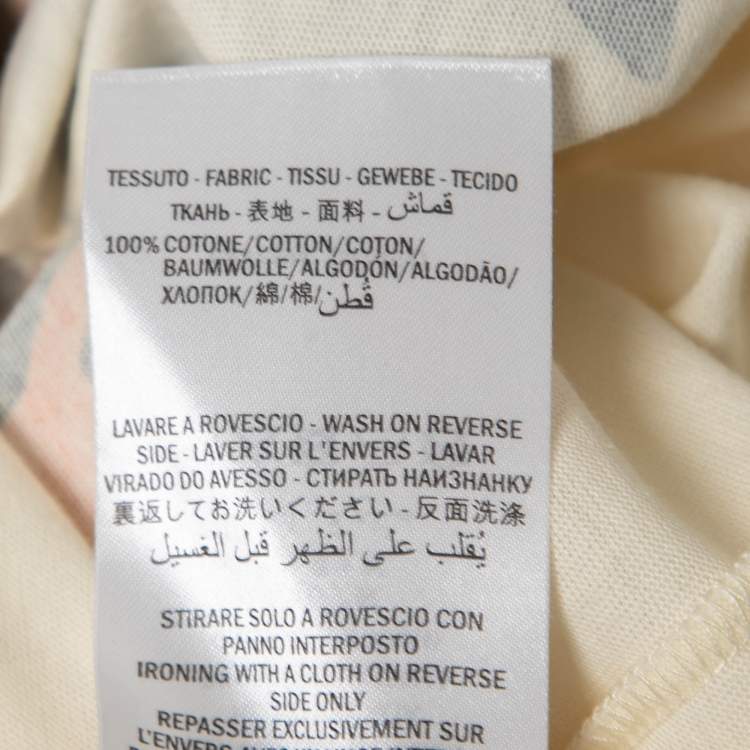 Pre Owned Gucci Cream Cotton Tiger Printed Elisir of Love T-Shirt XS