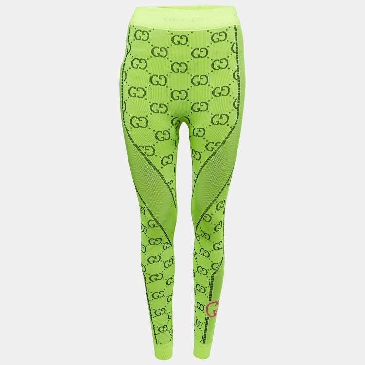 Gucci Neon Green GG Jacquard Jersey Leggings S Gucci | The Luxury Closet