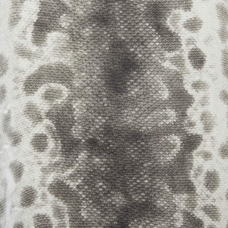 Pre Owned Gucci White Snake Print Satin Silk & Knit Tank Top M
