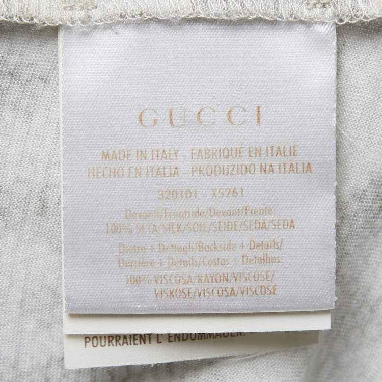 Pre Owned Gucci White Snake Print Satin Silk & Knit Tank Top M