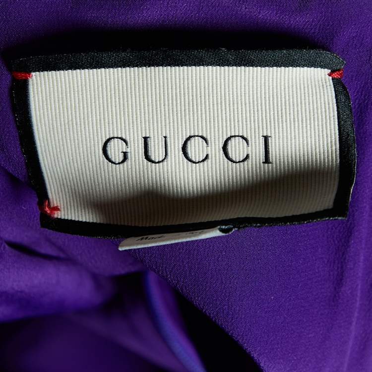 Pre Owned Gucci Purple Wool Pintuck Detail Sheath Dress S