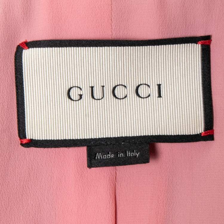 Pre Owned Gucci Red Wool & Silk Ruffle Detail Single Breasted Blazer S