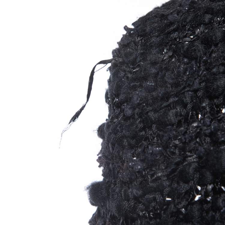 Pre Owned Gucci Black Boucle Knit Web Cardigan L