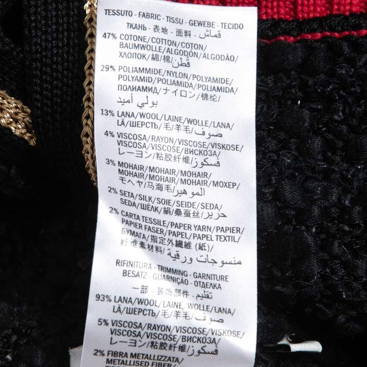 Pre Owned Gucci Black Boucle Knit Web Cardigan L
