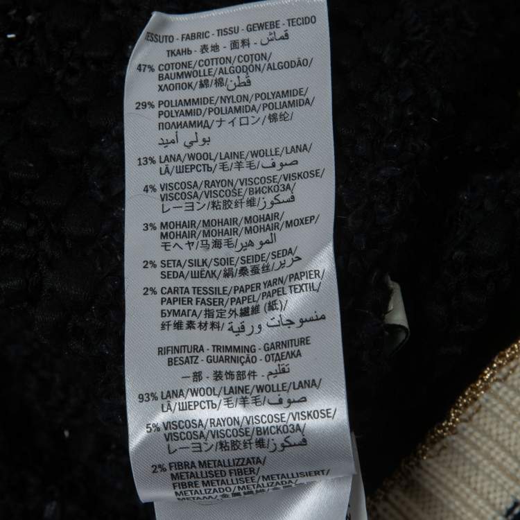 Pre Owned Gucci Black Boucle Knit Web Skirt L