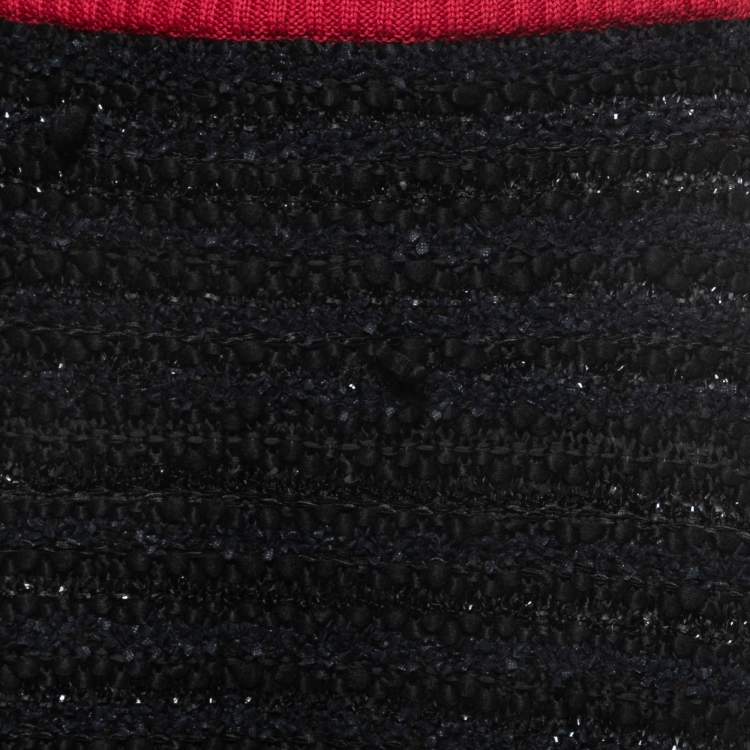 Pre Owned Gucci Black Boucle Knit Web Skirt L