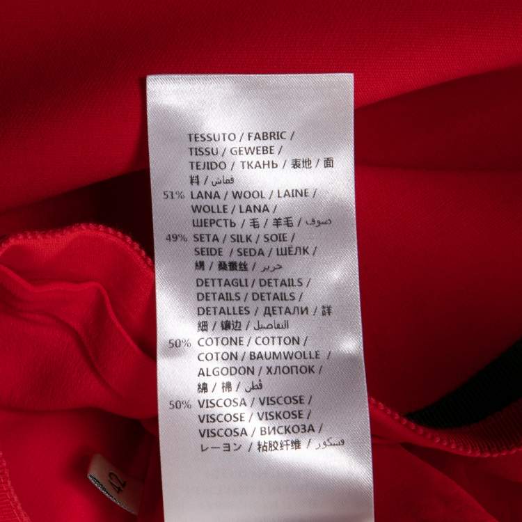 Pre Owned Gucci Red Wool Blend Web Trimmed Midi Dress M