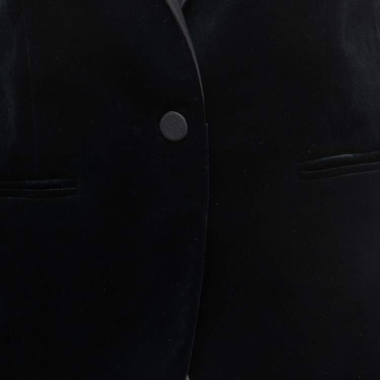 Pre Owned Gucci Black Velvet Silk Trim Single Breasted Blazer M