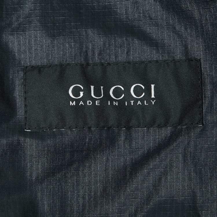 Pre Owned Gucci Navy Blue Nylon Button Front Hooded Jacket 3XL