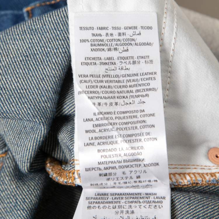 Pre Owned Gucci Blue Denim Embroidered Patch Jeans M Waist 30"