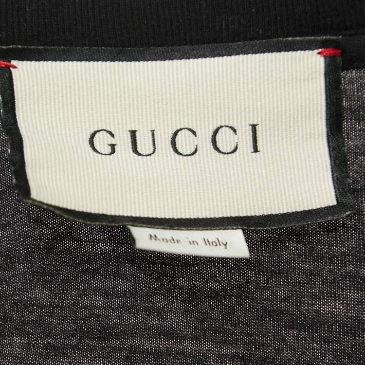 مملوكة مسبقًا Gucci Black Cotton Logo Embellished Half Sleeve T-Shirt XS