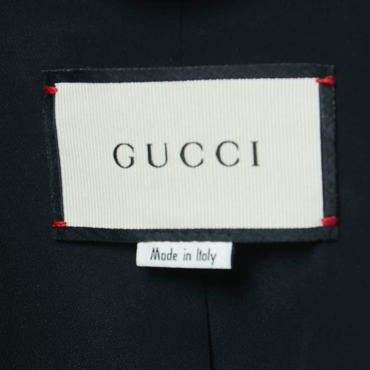 Pre Owned Gucci Black/White Tweed & Macrame Jacket S