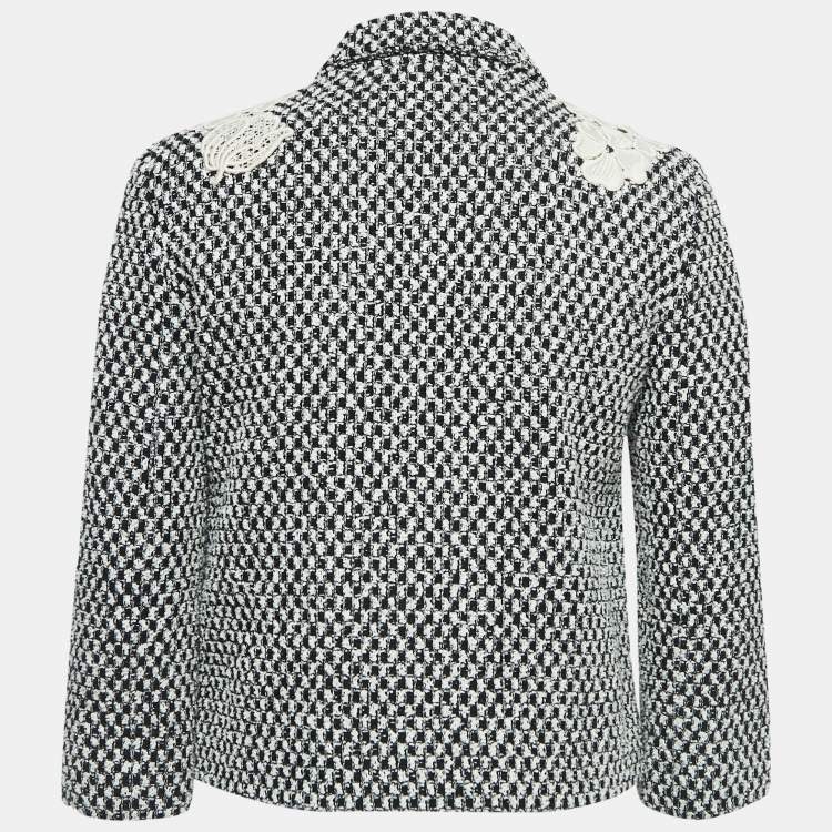 Pre Owned Gucci Black/White Tweed & Macrame Jacket S