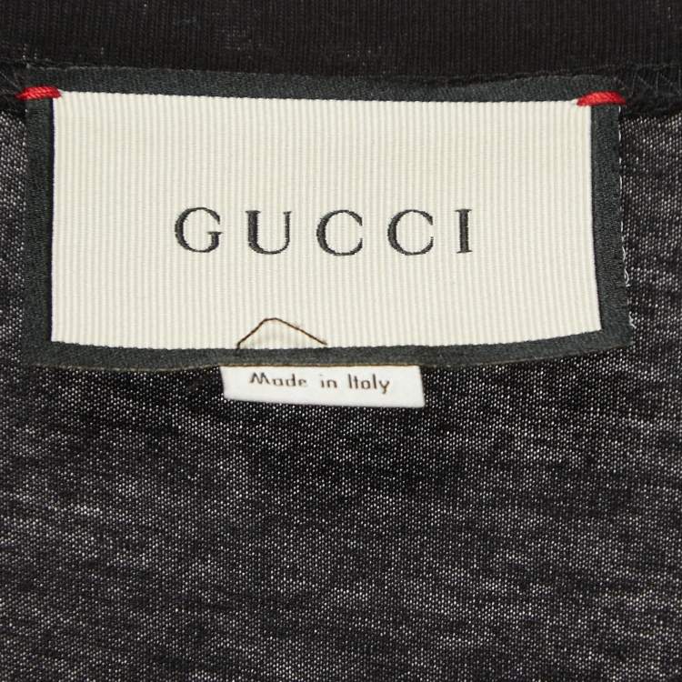 مملوكة مسبقًا Gucci Black Cotton Logo Sequin Detailed Half Sleeve T-Shirt S