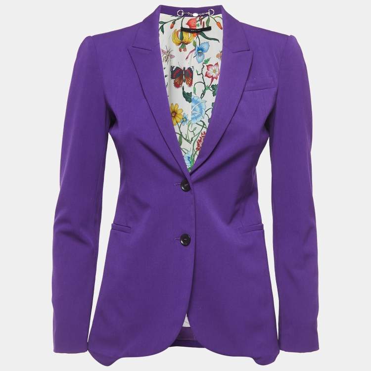 Pre Owned Gucci Dark Purple Wool Blend Single Breasted Blazer S