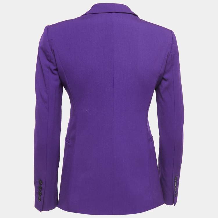 Pre Owned Gucci Dark Purple Wool Blend Single Breasted Blazer S
