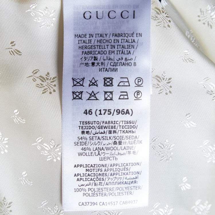 مملوكة مسبقًا Gucci Cream Silk & Wool Logo Patch Crop Jacket L