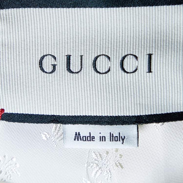 مملوكة مسبقًا Gucci Cream Silk & Wool Logo Patch Crop Jacket L