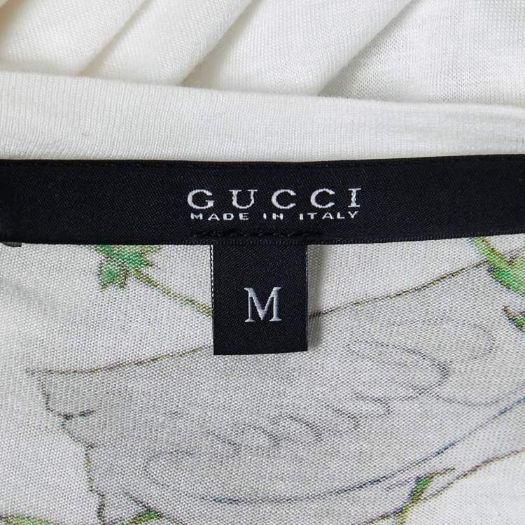 مملوكة مسبقًا Gucci White Floral Print Cotton Knit Short Sleeve T-Shirt M