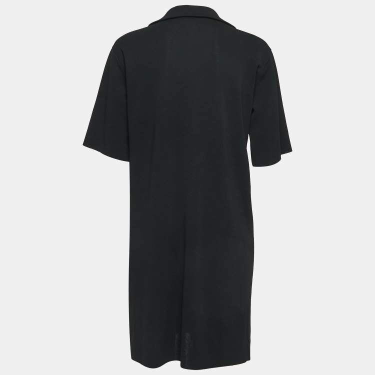 مملوكة مسبقًا Gucci Black Jersey Ruffled Neck Belt Detail A-Line Mini Dress M