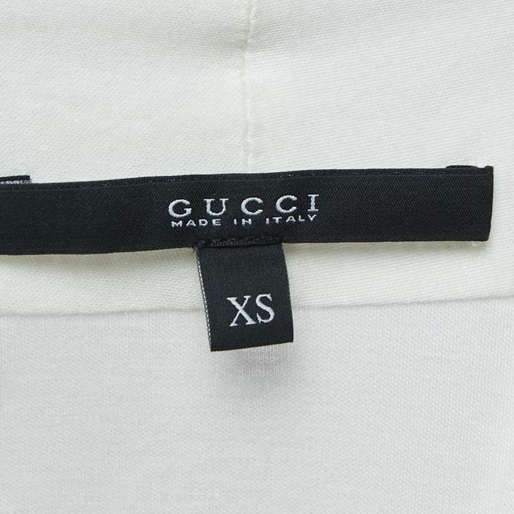 Pre Owned Gucci White Modal Web Stripe Detailed Long Sleeve Top XS