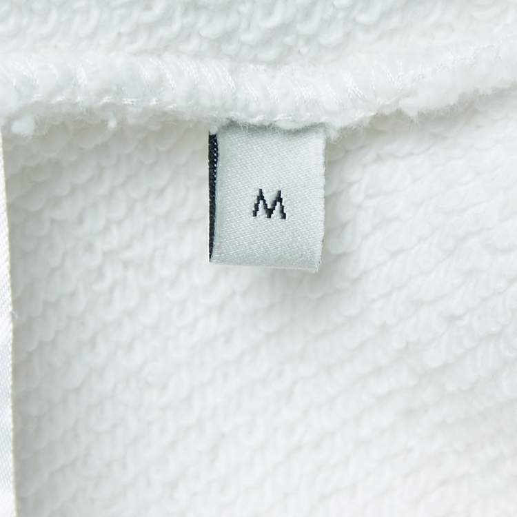Pre Owned Gucci White Logo Embroidered Cotton Crew Neck Sweatshirt M