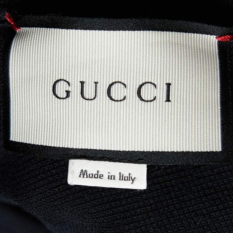 Pre Owned Gucci Black Cotton Pique Cropped Polo T-Shirt S