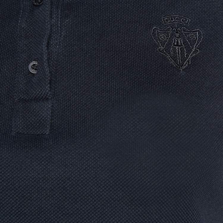 Pre Owned Gucci Black Cotton Pique Cropped Polo T-Shirt S