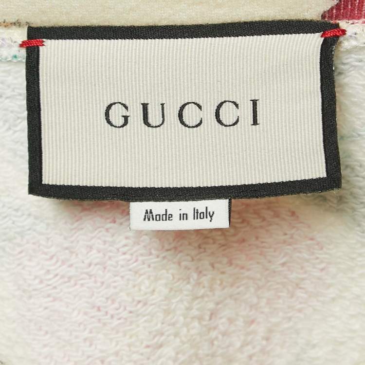 Pre Owned Gucci Cream Floral Printed Cotton Logo Sweatshirt S