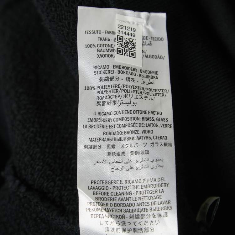 Pre Owned Gucci Black Cotton Sequined Logo Hooded Oversized Sweatshirt XS